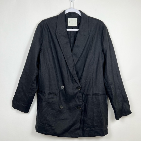 Everlane The Linen Double Breasted Blazer in Black Size 6 NWOT - Picture 7 of 13